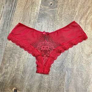 Victoria's Secret Very Sexy Red Stretch Crochet Lace Cheeky Panties VS Small S